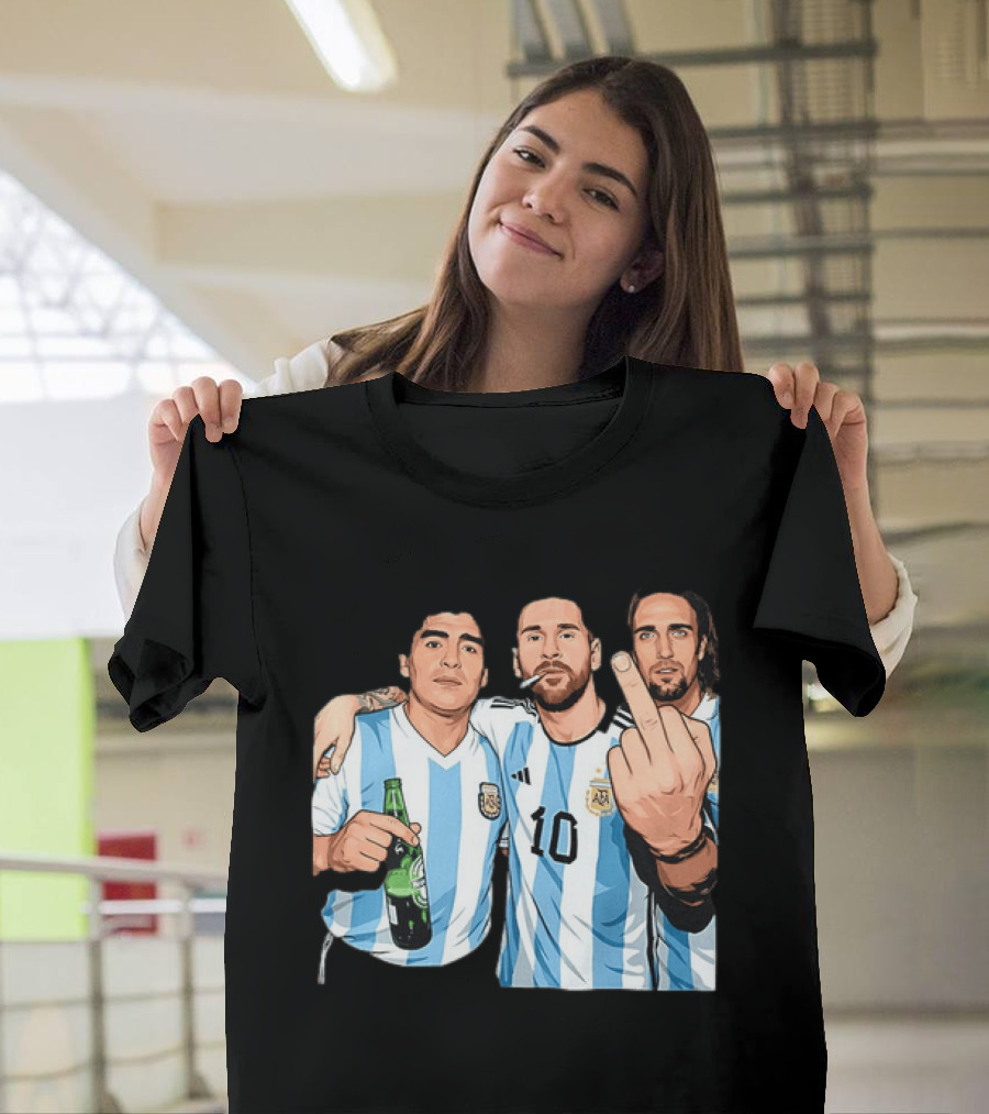 Messi Maradona Batistuta Argentina Football Legends T-Shirt