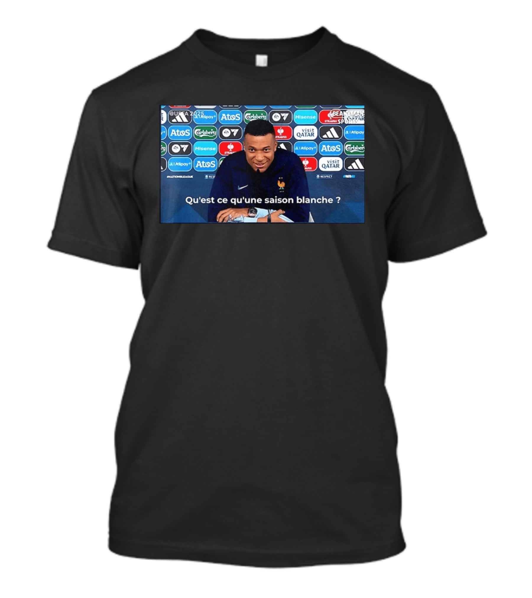 UEFA 2025 Mbappé Qu'est Ce Qu'une Saison Blanche BeanymanSports T-Shirt