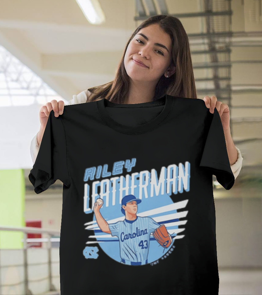 North Carolina Tar Heels Riley Leatherman Baseball Carolina 43 T-Shirt