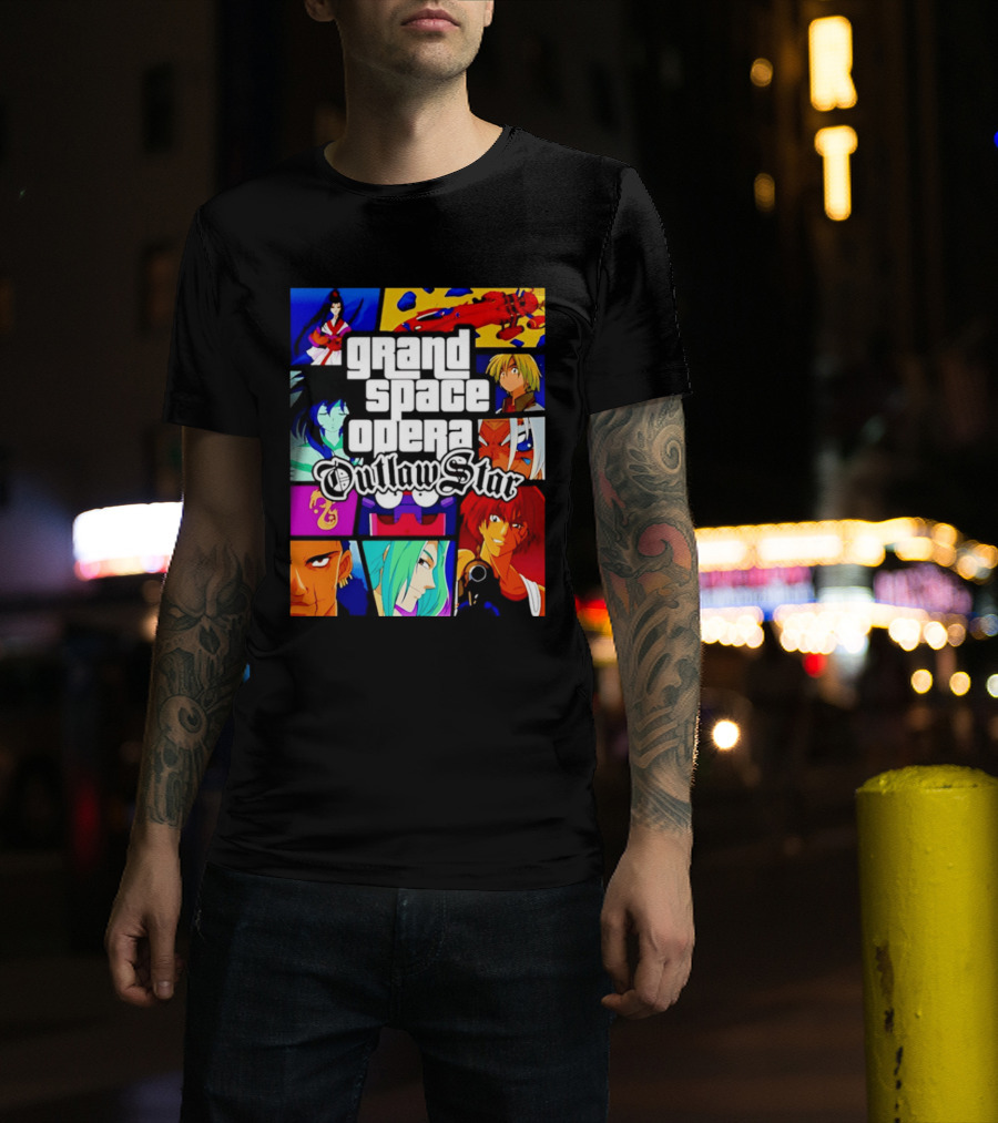 Grand Space Opera Outlaw Star Anime Characters Collage T-Shirt
