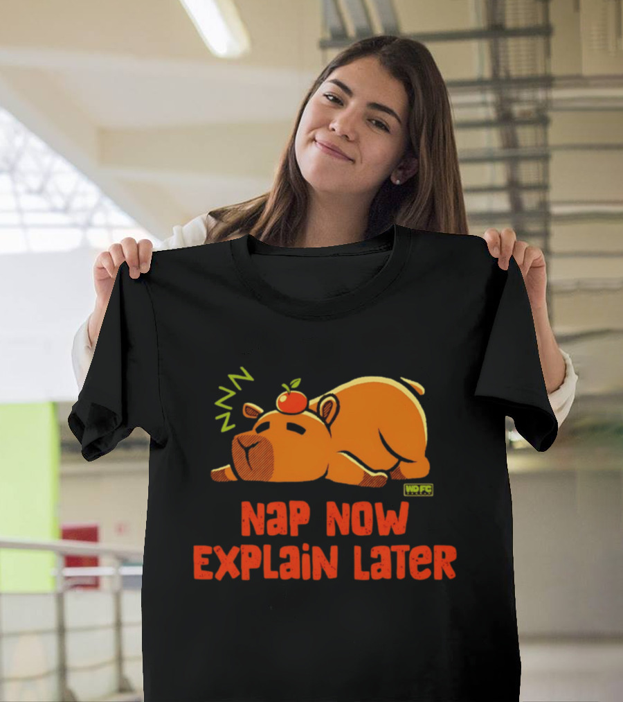 Nap Now Explain Later Cute Capybara With Orange ZZZ T-Shirt