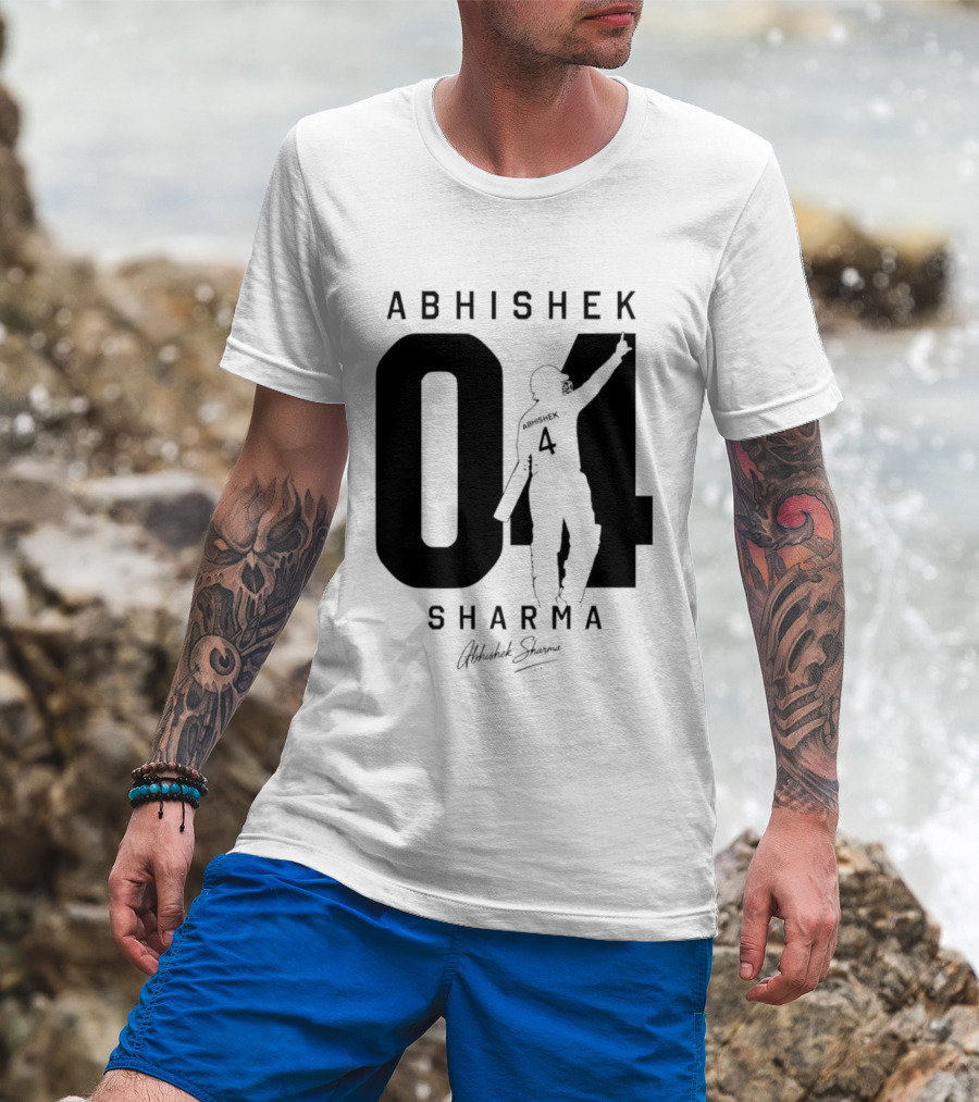 Abhishek Sharma 04 Indian Cricket Player Autograph T-Shirt