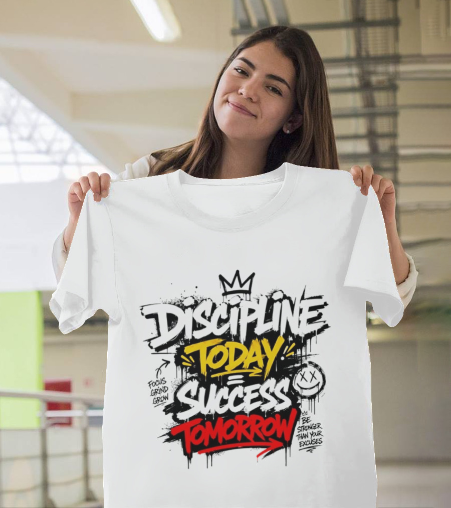 Discipline Today Success Tomorrow Motivational Graffiti T-Shirt