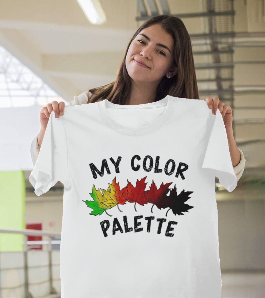 My Color Palette Autumn Leaves Green Yellow Orange Red Brown Black T-Shirt