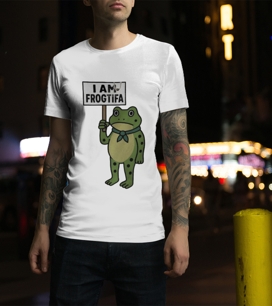 I AM FROGTIFA Frog Holding Sign T-Shirt