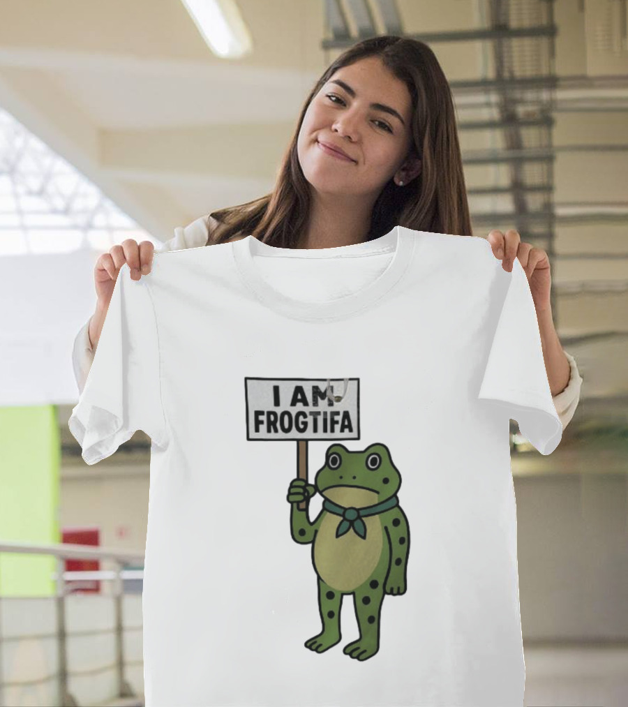 I AM FROGTIFA Frog Holding Sign T-Shirt