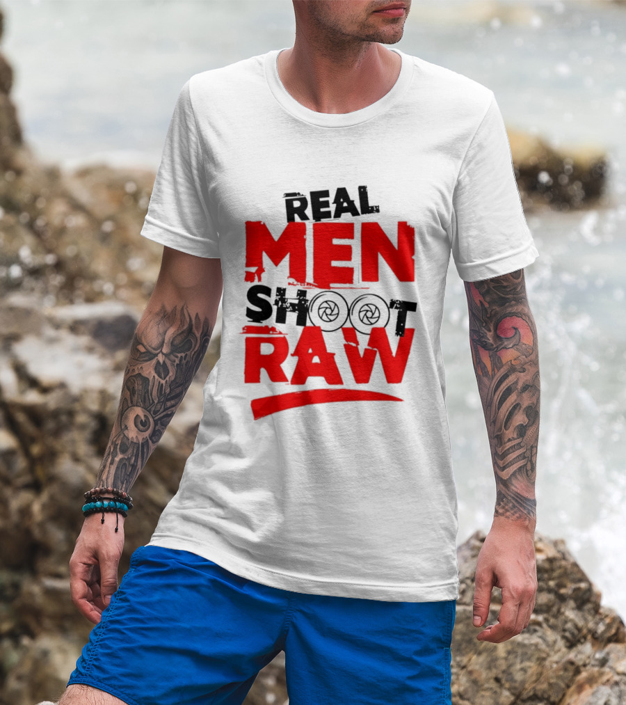 Real Men Shoot RAW Camera Shutter Aperture Photography T-Shirt