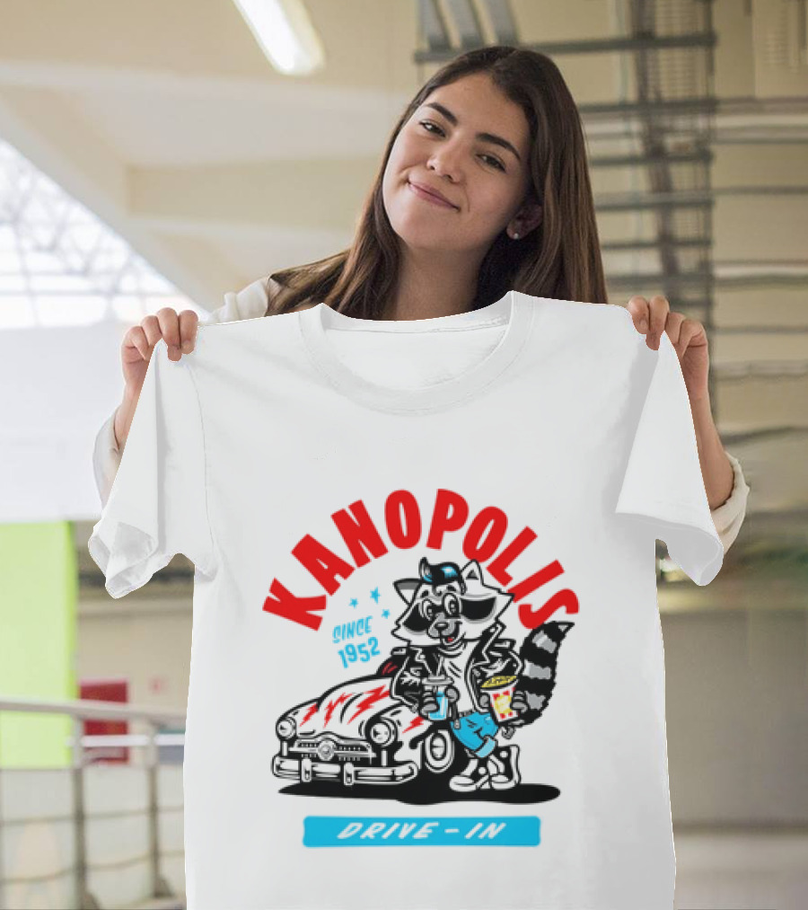 Kanopolis Drive In Since 1952 Raccoon Car T-Shirt