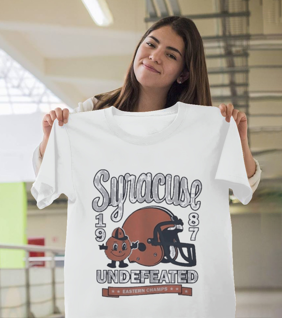 Syracuse 1987 Undefeated Eastern Champs Football Helmet Orange T-Shirt