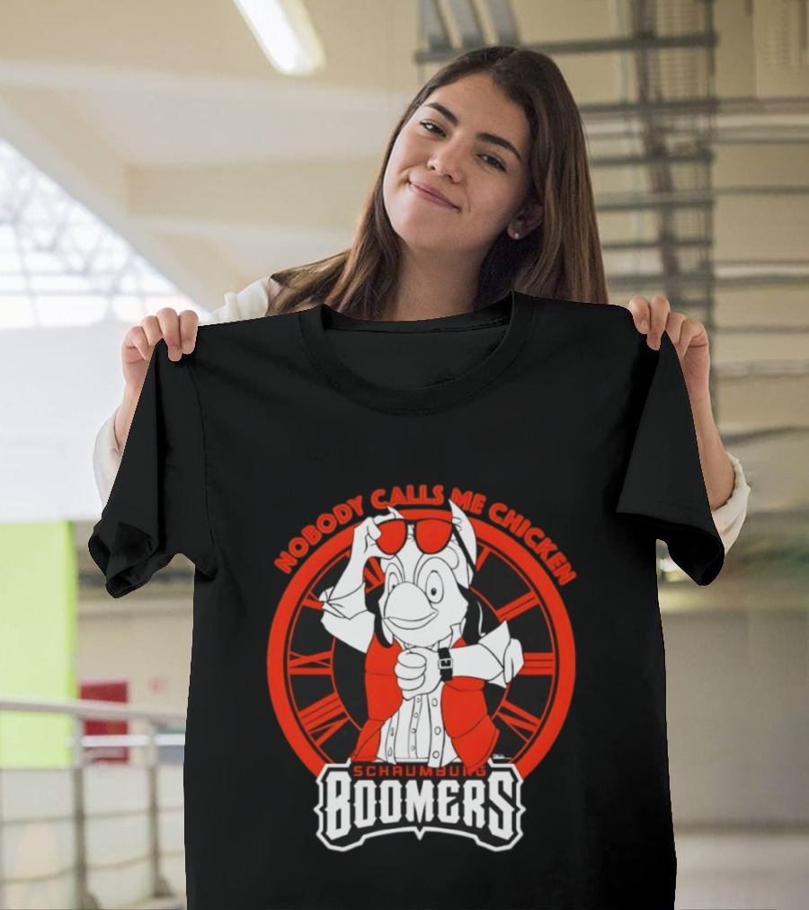 Schaumburg Boomers Nobody Calls Me Chicken Back To The Future Tower T-Shirt