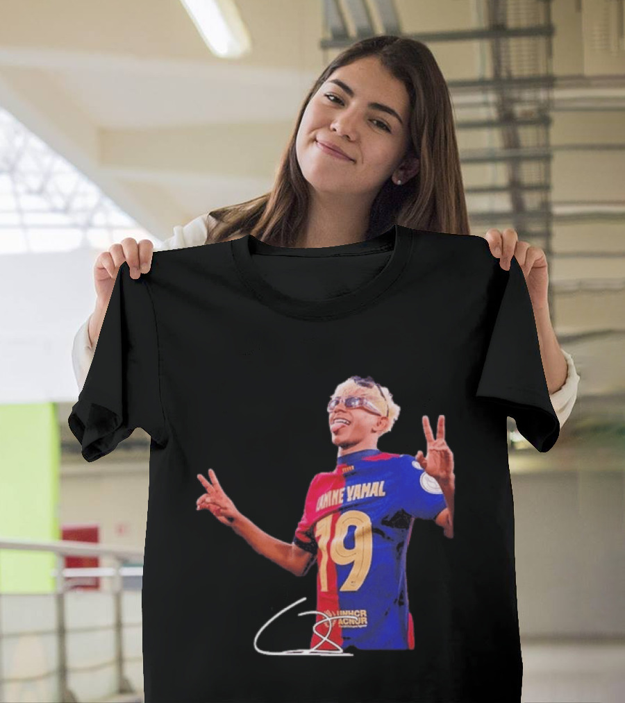Lamine Yamal Barcelona Peace Sign Celebration 19 Jersey T-Shirt