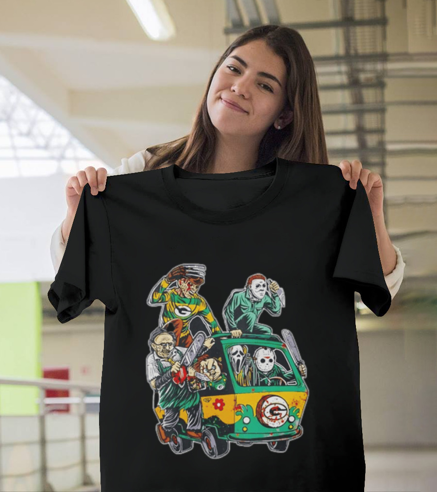 Horror Villains Green Bay Packers Mystery Machine T-Shirt