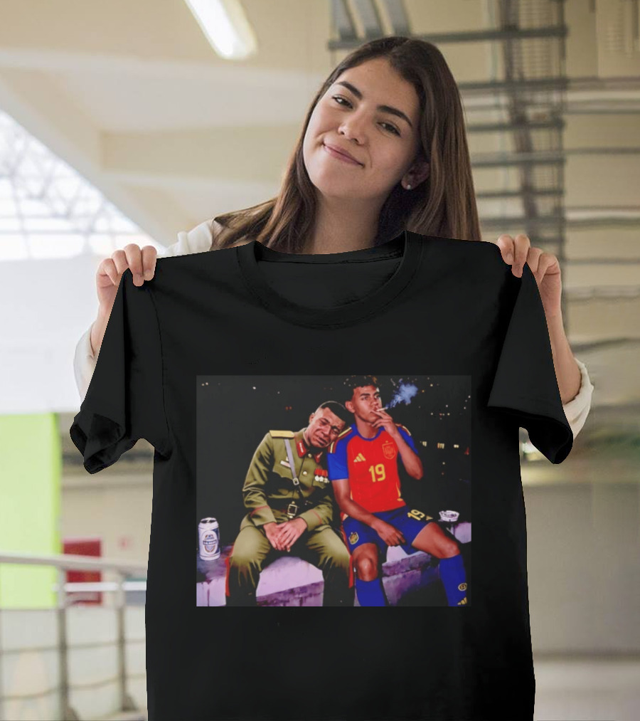 Kylian Mbappe And Lamine Yamal Smoking Spain Number 19 Soccer T-Shirt