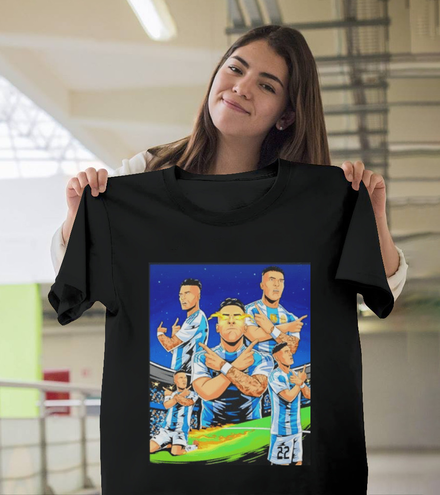 Lautaro Martinez Argentina National Team Collage Soccer Star Celebration T-Shirt