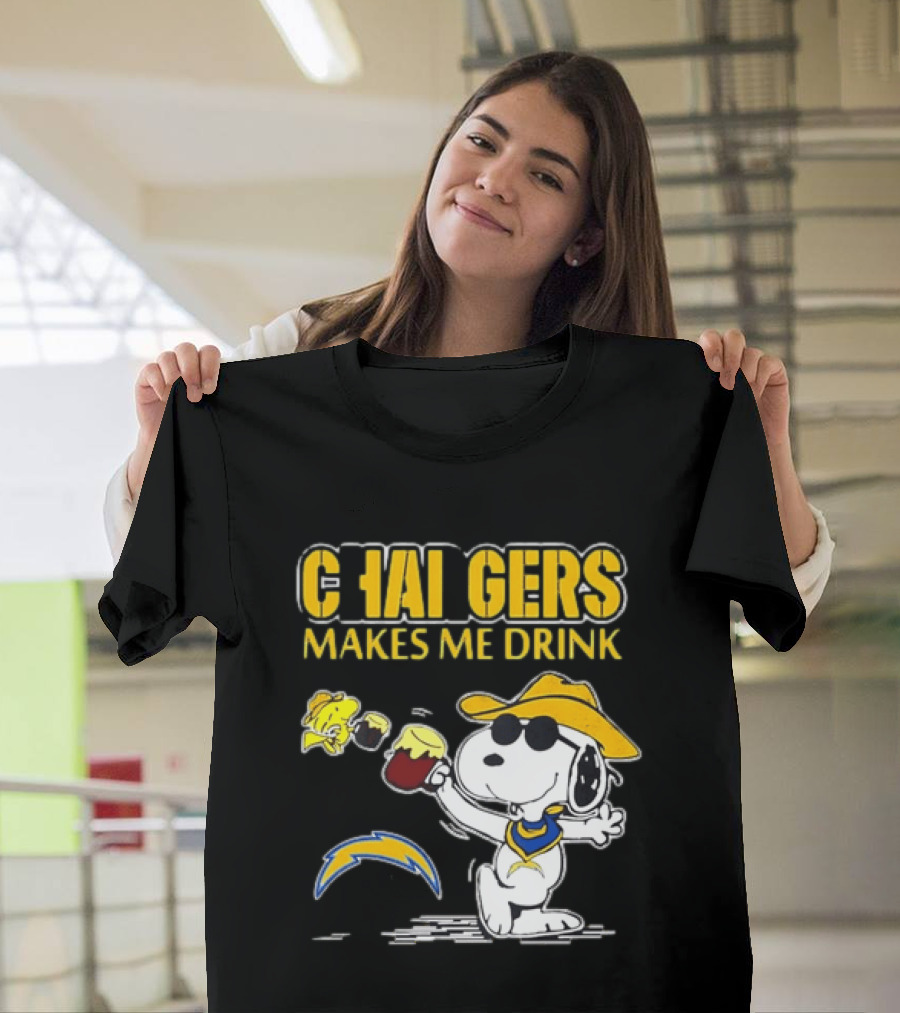 Snoopy Drinking Beer Chargers Makes Me Drink T-Shirt
