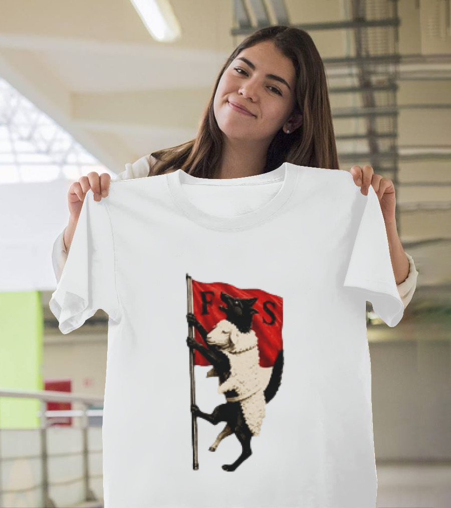FS Black Cat Carrying Lamb Red Flag T-Shirt