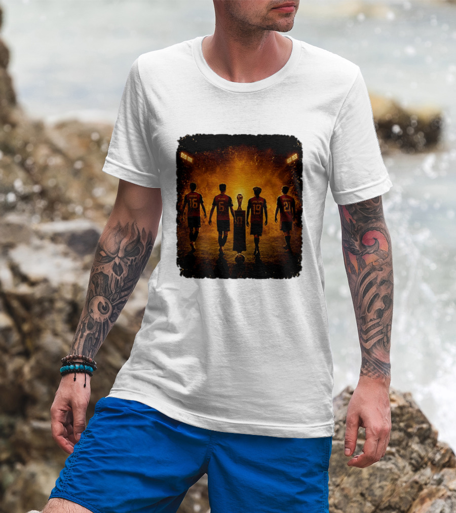 Spain National Football Team Rodrigo Merino Lamine Yamal Oyarzabal Trophy 2026 T-Shirt