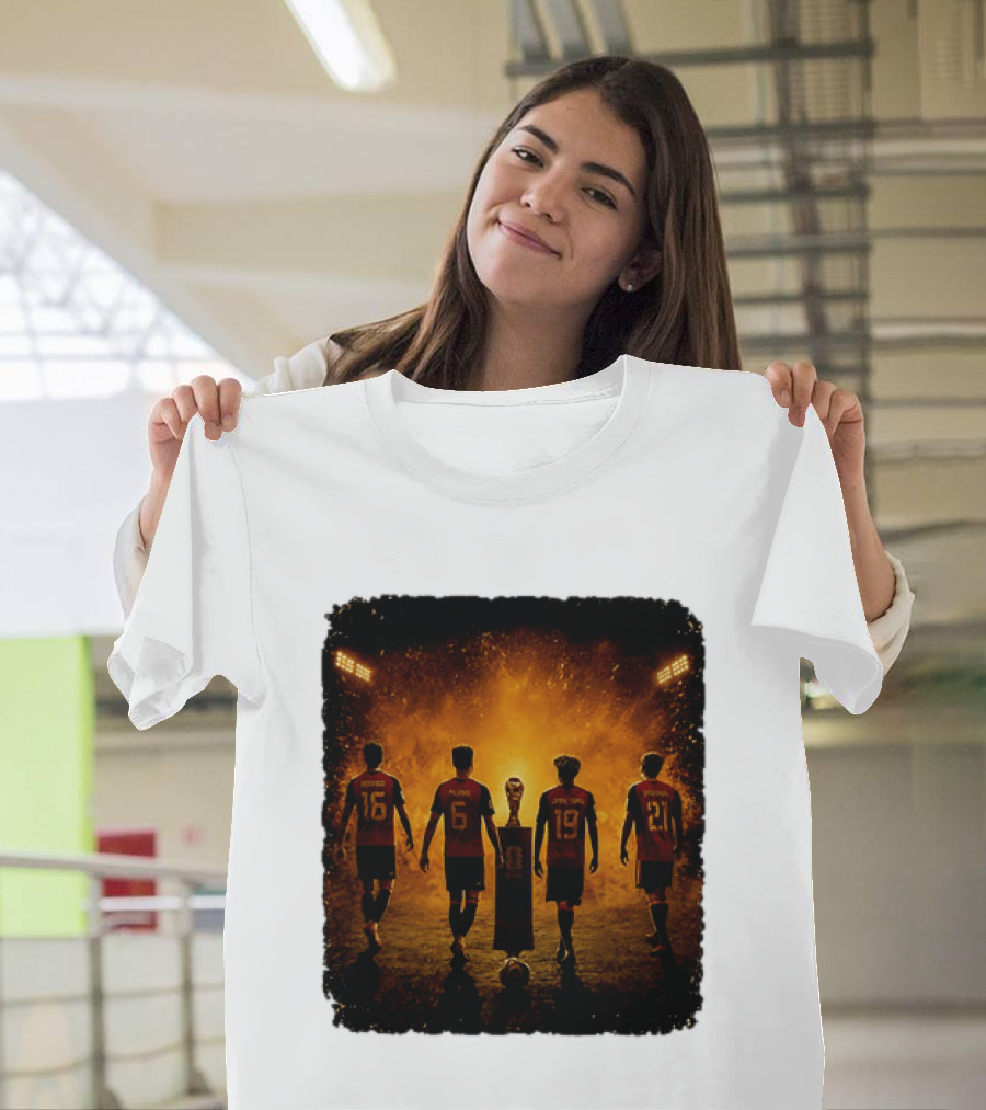 Spain National Football Team Rodrigo Merino Lamine Yamal Oyarzabal Trophy 2026 T-Shirt