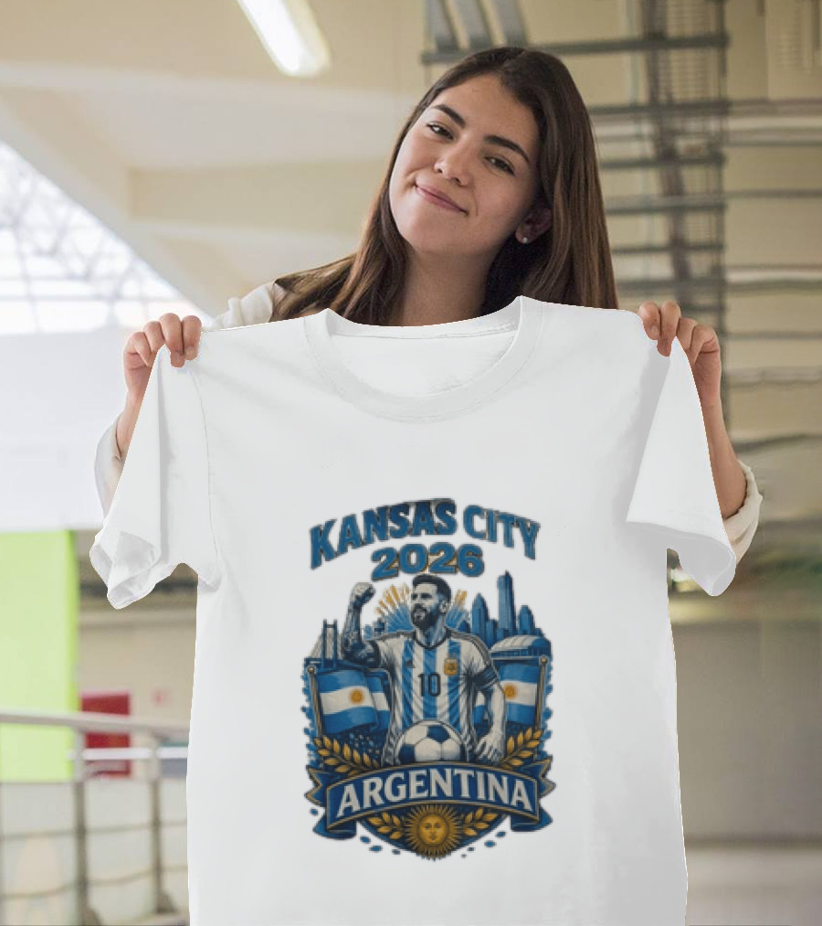 Kansas City 2026 Argentina Lionel Messi No 10 Flag Skyline T-Shirt