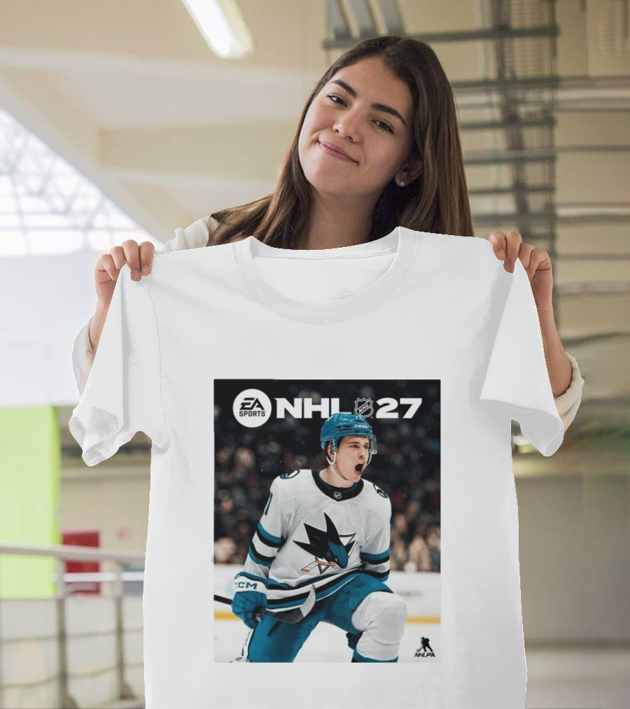 EA Sports NHL 27 Macklin Celebrini San Jose Sharks Cover Athlete NHLPA T-Shirt
