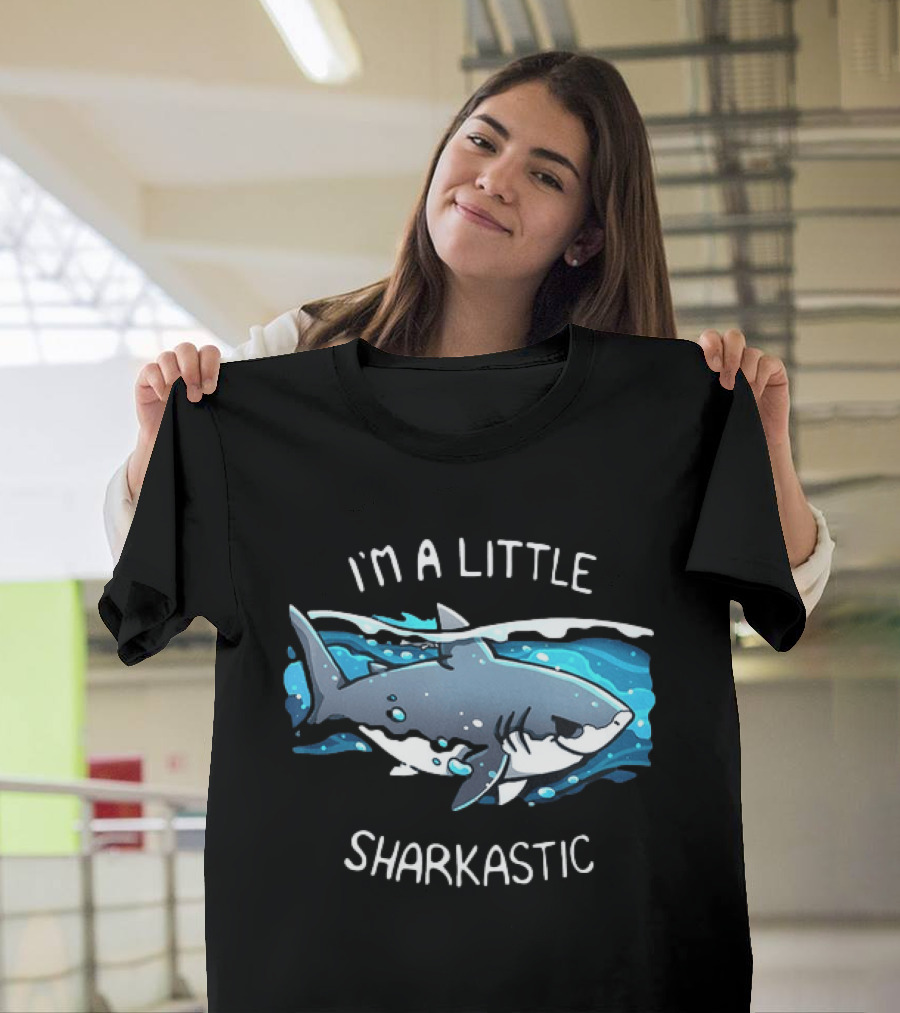 I'm A Little Sharkastic Playful Shark Ocean Humor T-Shirt