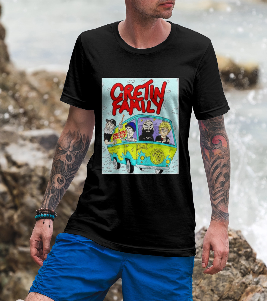 Cretin Family Punk Ramones Gabba Gabba Hey Van Cartoon T-Shirt