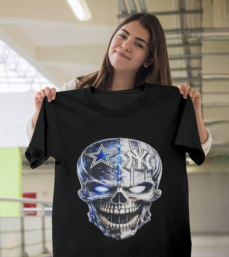 Dallas Cowboys Star New York Yankees Skull T-Shirt