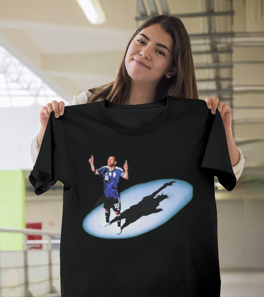 Lionel Messi Iconic Argentina Celebration With Liberty Shadow T-Shirt