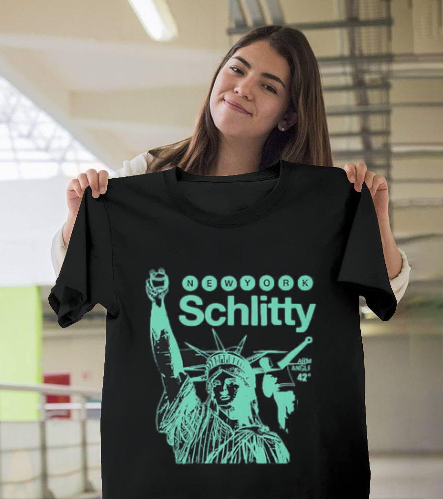 New York Schlitty Statue Liberty ARM Angle New York Baseball T-Shirt