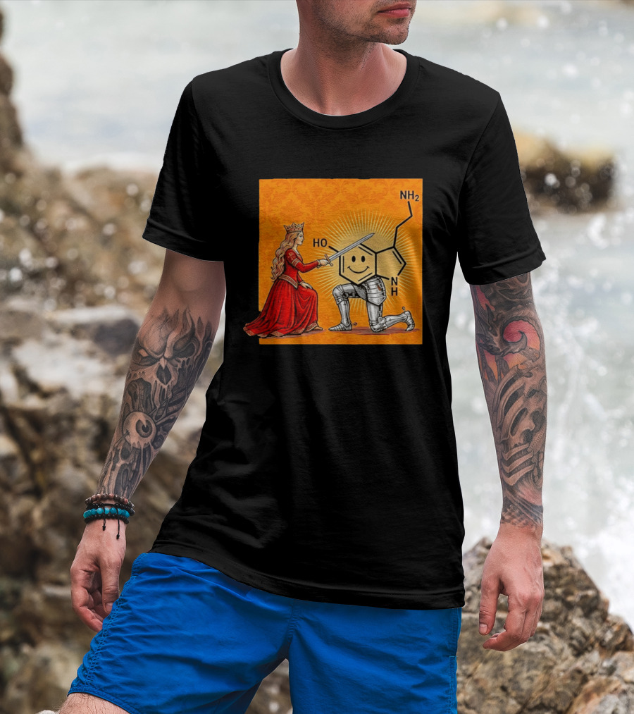 Sir Otonin Serotonin Molecule Knight Queen Chemistry T-Shirt