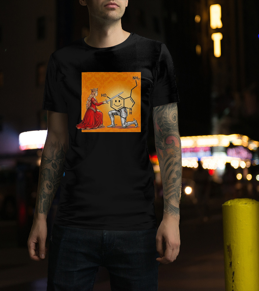 Sir Otonin Serotonin Molecule Knight Queen Chemistry T-Shirt