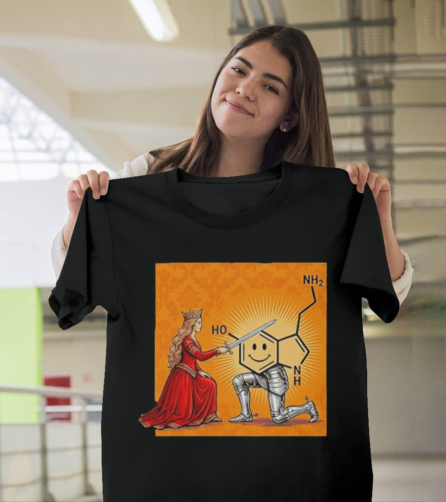 Sir Otonin Serotonin Molecule Knight Queen Chemistry T-Shirt