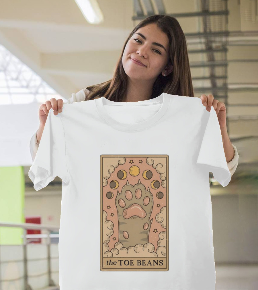 Cat Paw Toe Beans Tarot Moon Phases Card T-Shirt