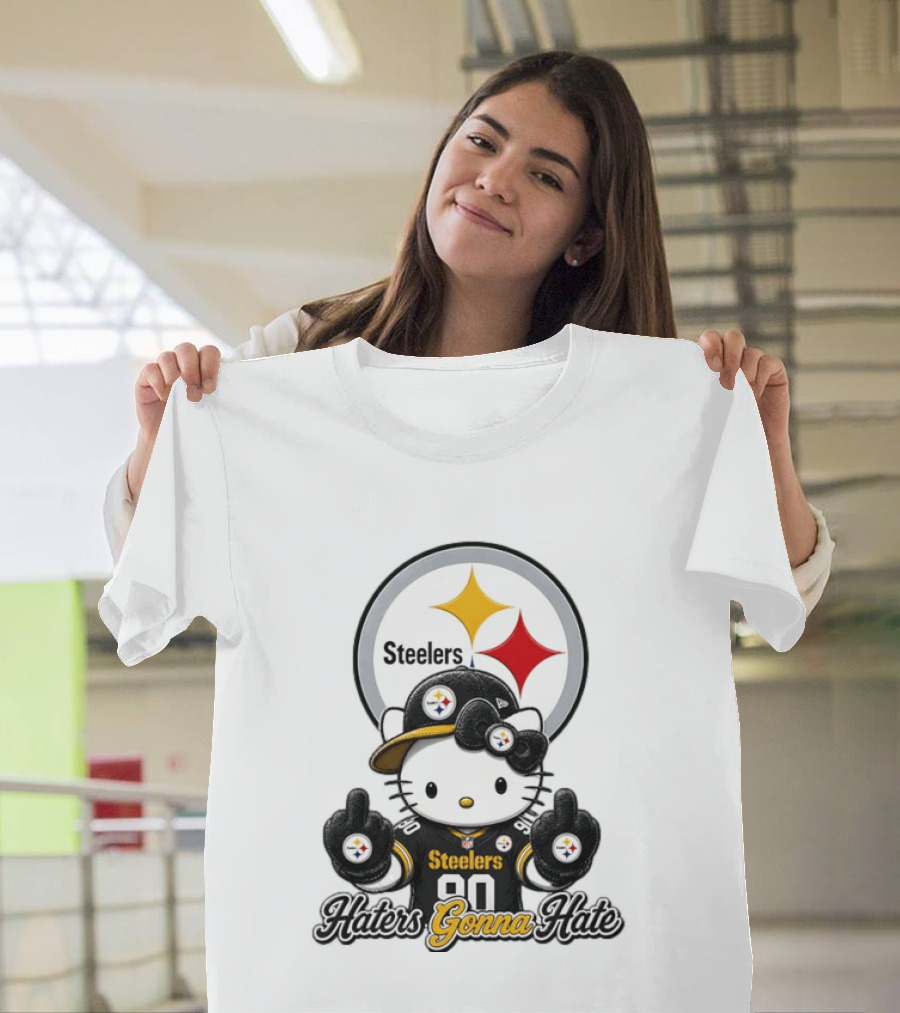 Hello Kitty Steelers Middle Finger Haters Gonna Hate T-Shirt