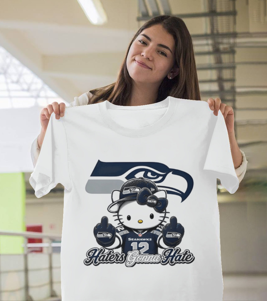 Hello Kitty Seattle Seahawks Haters Gonna Hate Middle Finger 12 T-Shirt
