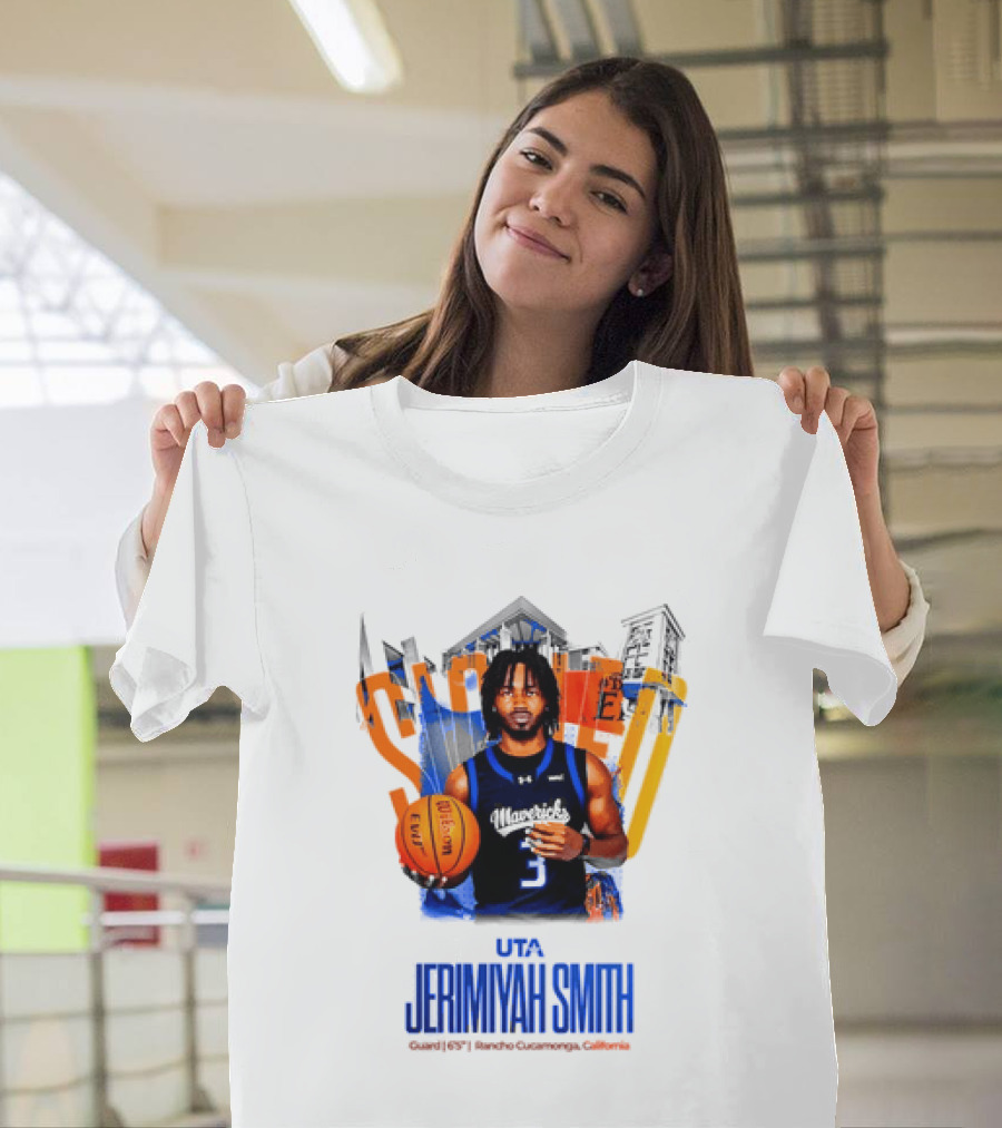 UTA Mavericks Jerimiyah Smith No 3 Basketball Player T-Shirt