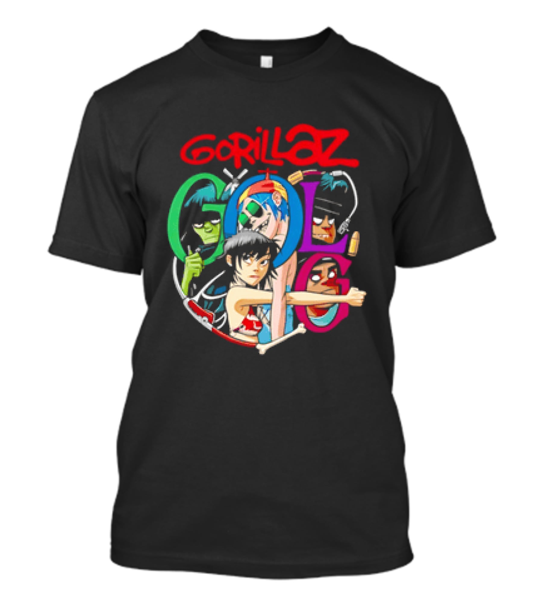 Gorillaz Virtual Rock Band Cartoon Characters T-Shirt