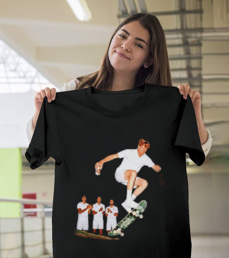 Jannik Sinner Skateboarding Wimbledon Men's Singles Italy 2026 Tennis Champion Jump T-Shirt