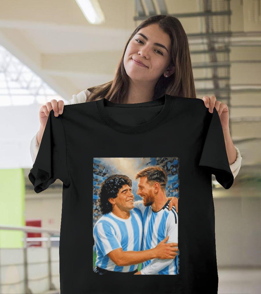 Lionel Messi Maradona Argentina Football Legends Digital T-Shirt