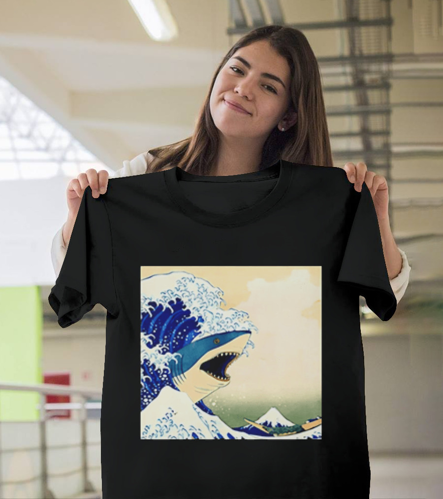The Great Wave Off Kanagawa Sharks Fusion Art Japan Ukiyo E T-Shirt
