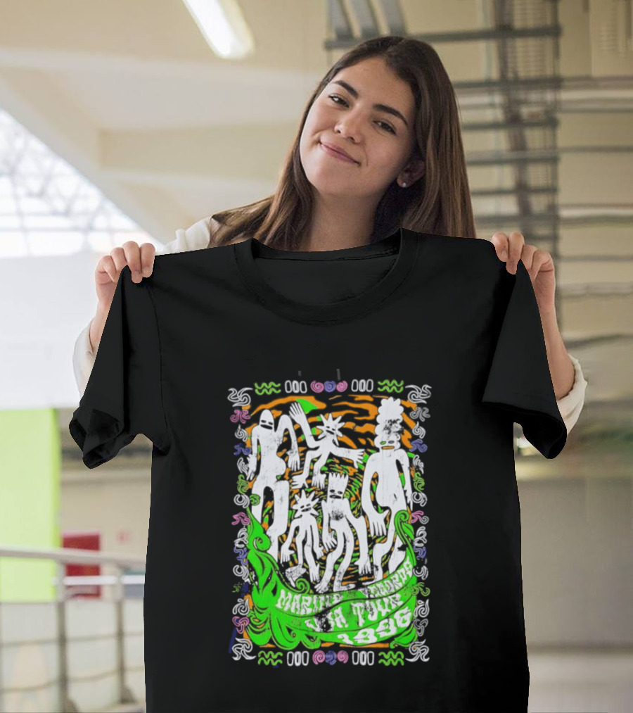 Marine Records 1996 USA Tour Alternative Rock Silhouette Art Psychedelic T-Shirt