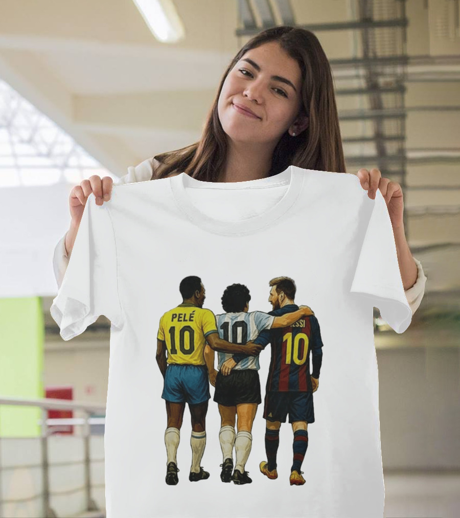 Pele Maradona Messi Football Legends Iconic Trio 10 T-Shirt