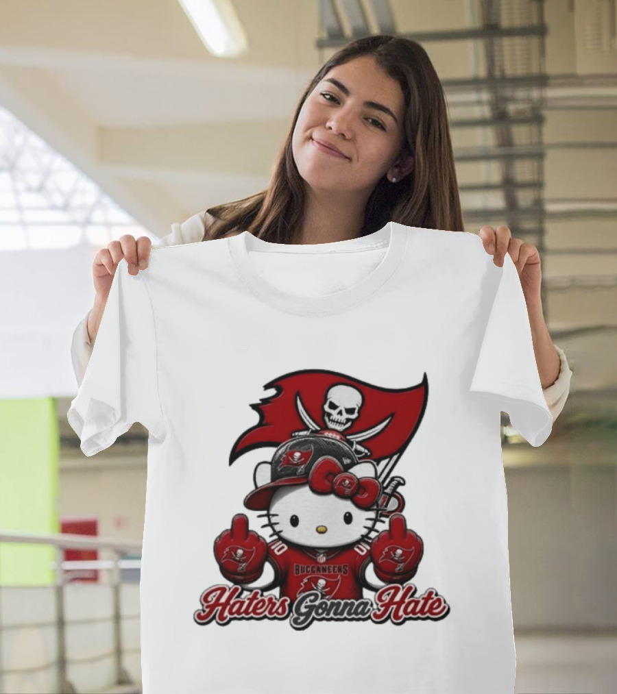 Hello Kitty Buccaneers Football Haters Gonna Hate Middle Finger T-Shirt