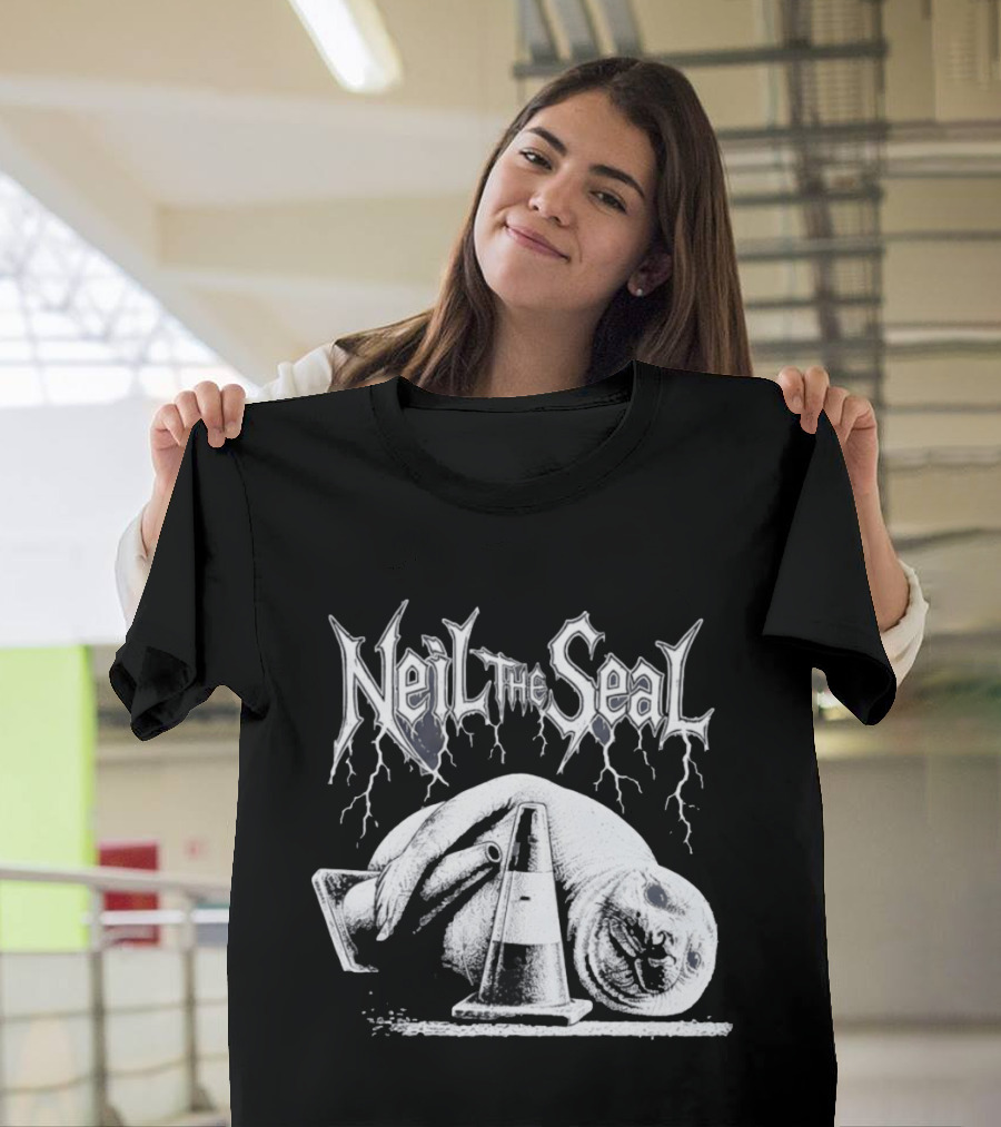 Neil The Seal Heavy Metal Gothic Animal 2026 With Traffic Cone Electric Guitar T-Shirt