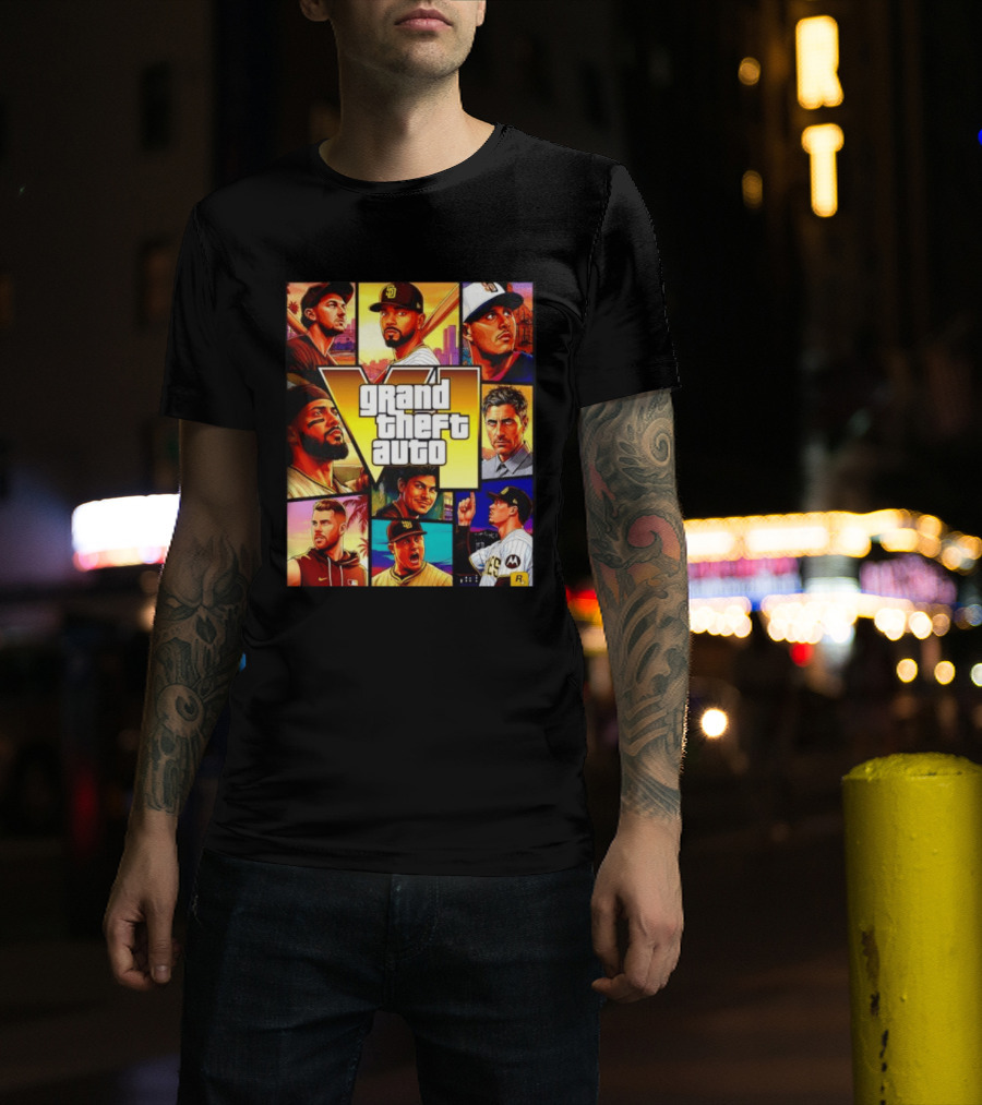 San Diego Padres Grand Theft Auto V Collage Players Team Portraits T-Shirt