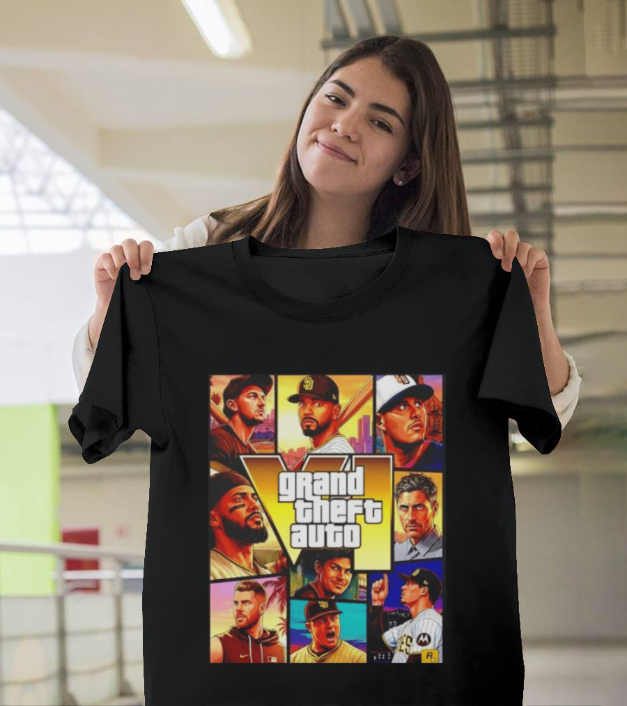 San Diego Padres Grand Theft Auto V Collage Players Team Portraits T-Shirt