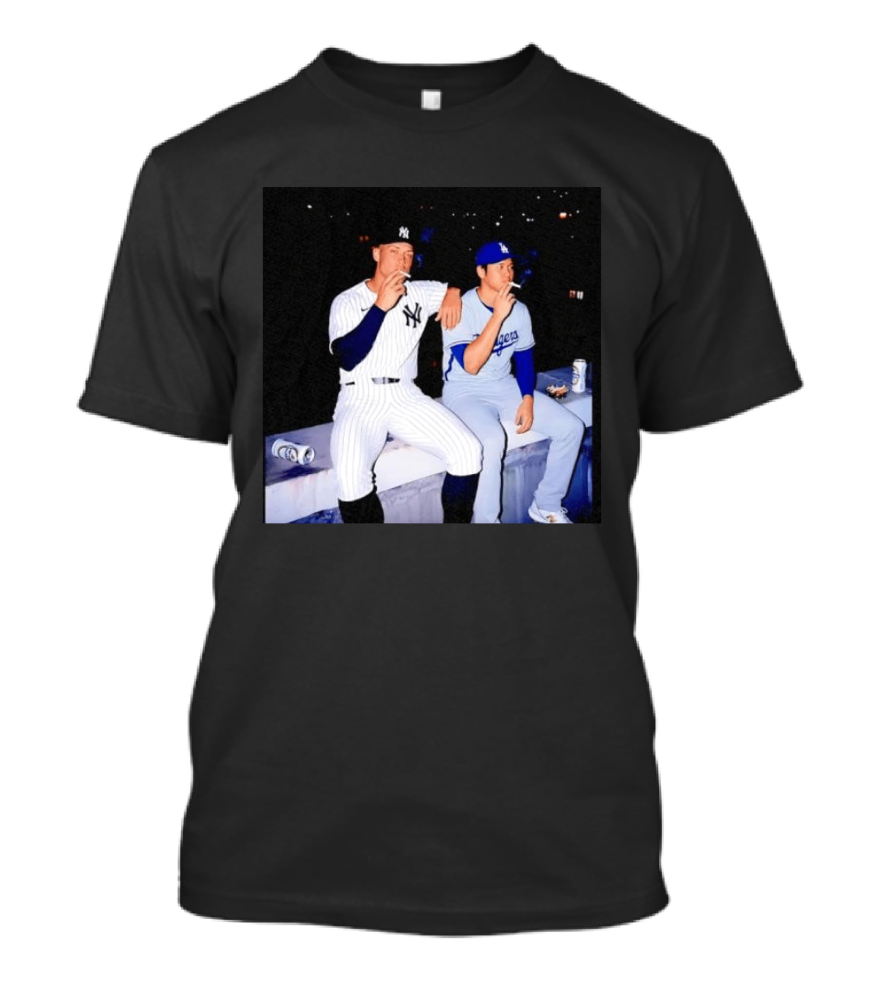 Aaron Judge New York Yankees Shohei Ohtani Los Angeles Dodgers MLB Smoking Scene T-Shirt
