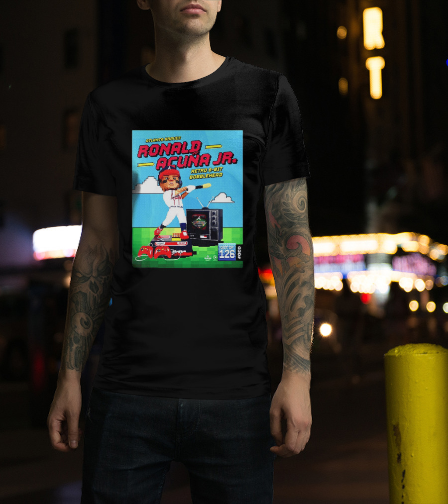 Atlanta Braves Ronald Acuna Jr. Retro 8 Bit Bobblehead Game Controller TV T-Shirt