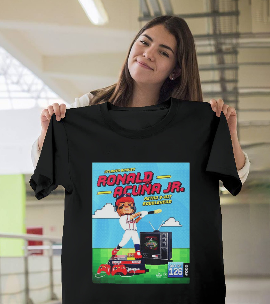 Atlanta Braves Ronald Acuna Jr. Retro 8 Bit Bobblehead Game Controller TV T-Shirt