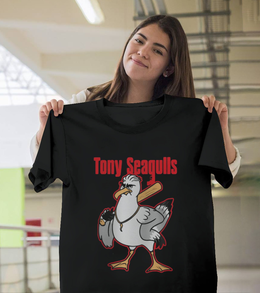 Tony Seagulls Section 10 Bird Character With Baseball Bat T-Shirt